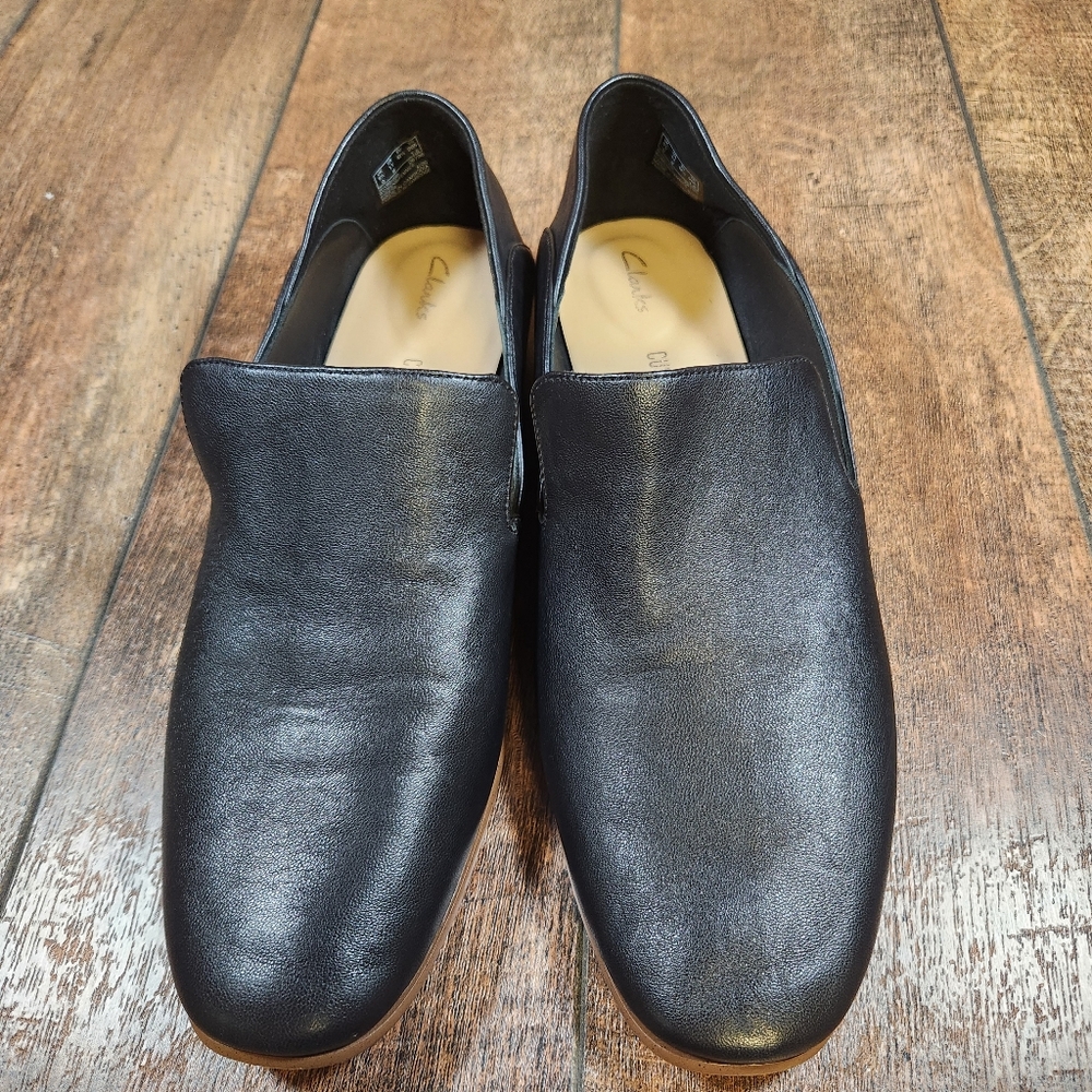 Clarks Pure Viola Women's 11 M Loafer Shoes Black Leather Flats Slip-on Comfort - Picture 4 of 12
